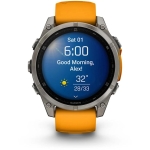 Garmin 010-02904-19 fēnix 8 47 mm AMOLED 全方位戶外進階GPS智慧腕錶 (鈦錶圈/火花橙矽膠錶帶)